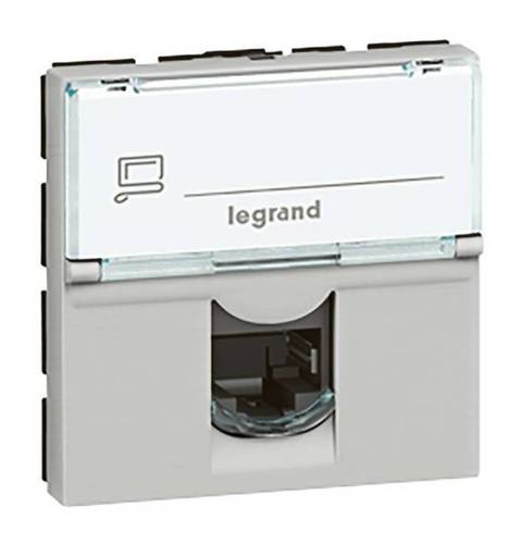 Розетка компьютерная RJ45 Cat.5 Legrand MOSAIC, алюминий