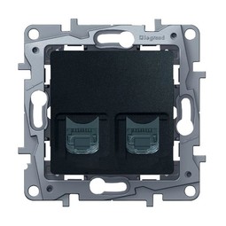 Розетка 2xRJ45 Cat.5 ETIKA, антрацит